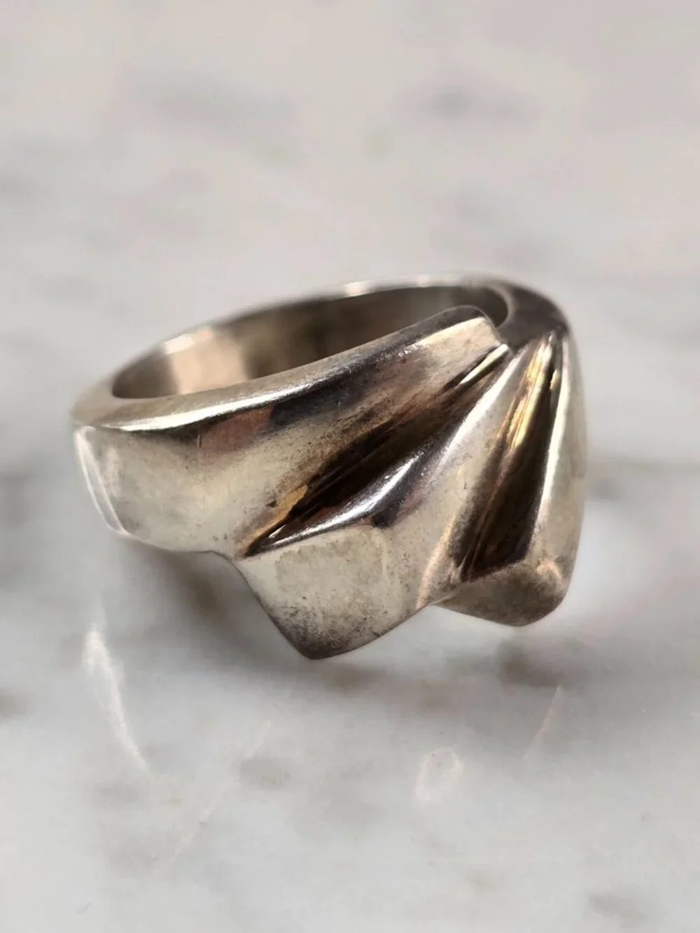 Womens Vintage Estate Sterling Silver Modernist Ring 9.5g E7983